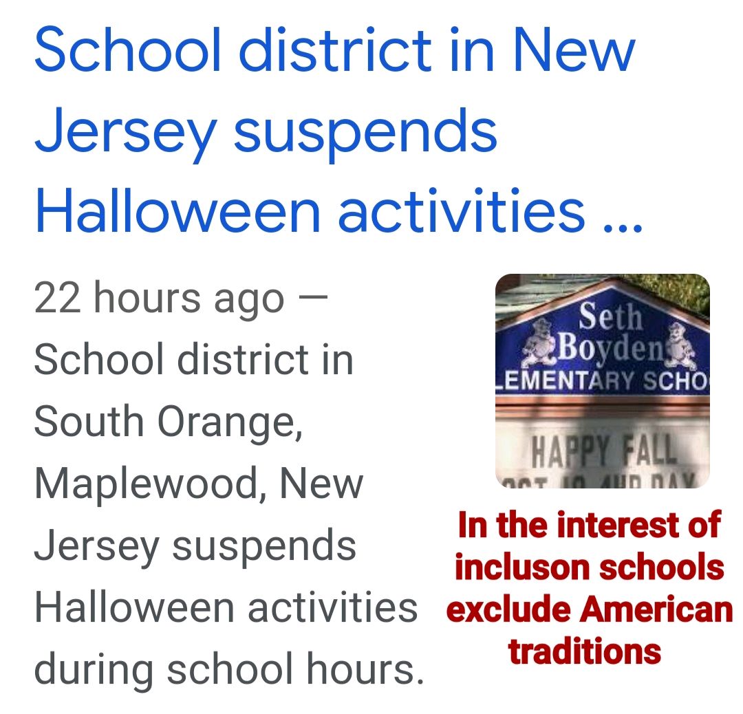This is DEI on crack. Why are these schools trying to destroy American traditions? Dressing up in school was one of my favorite things to do. Why deny this to American born children?
#newjersey
#proudtobeamerican