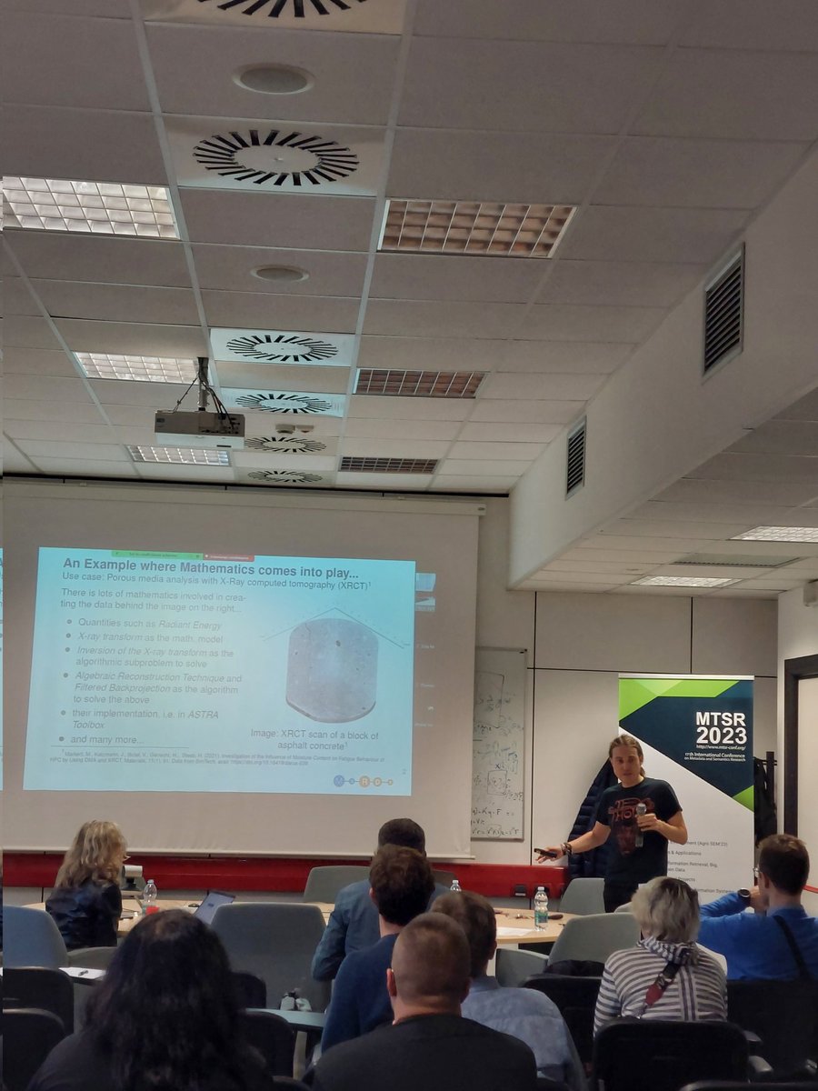 MTSR_group's tweet photo. As we are approaching the end of the 1st day of the conference, Björn Schembera presents "Ontologies for Models and Algorithms in Applied Mathematics and Related Disciplines

#MTSR2023 #MTSRConference #MTSRCommunity https://t.co/GnoTmmVkpz