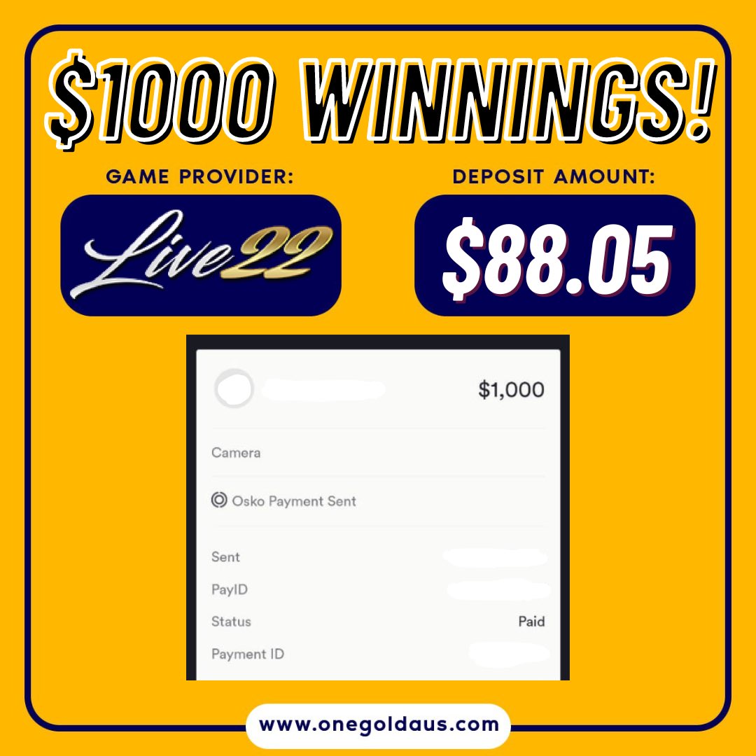 OneGoldAus's tweet photo. WHAT A WIN 🔥

⚡️Game platform : LIVE22
☄️Game : DRAGON’S WISH
✔️Deposit amount : $88.05 + WELCOME BONUS
💲Winning amount : $1000

Congratulations to our winner 🏆

🌐Play now : https://t.co/Hhxcr3RdQ7
📞 Whatsapp : https://t.co/WmJCtcIKVo https://t.co/tYg1FlvzR6