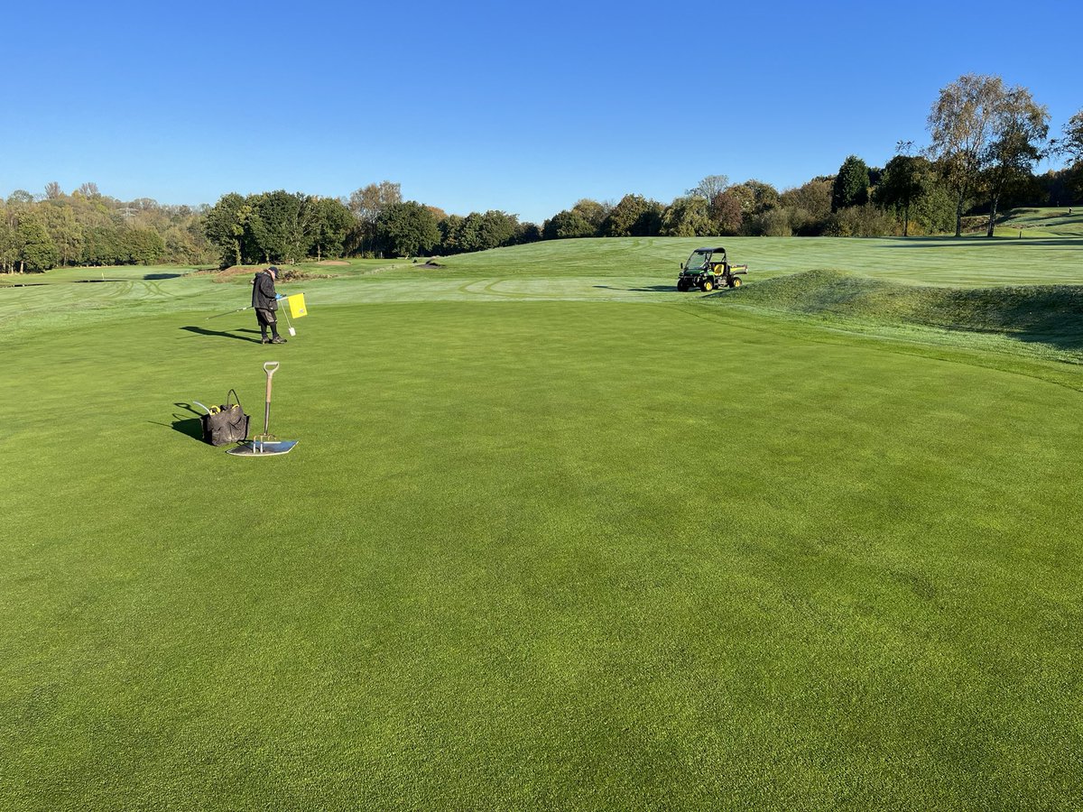 azzabazza86's tweet photo. Stunning morning after another wet 24hrs. Greens hand cut, holes changed and all bunkers back in play. The 1st of many fairway vertidrains being carried out with our gxi8👌🏻 @WiedenmannUK @BalmersSales https://t.co/ODb6PBLhK7