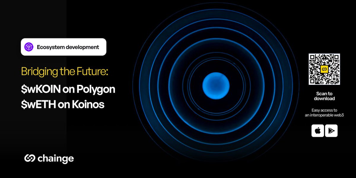 💥 Unleashing a cross-chain breakthrough  

🔀 Bridging $ETH from over 25 chains to @koinosnetwork is now one tap away in the Chainge Finance mobile app

🚀 Additionally, $KOIN is now available on the Polygon chain for you to benefit from cross-chain flexibility