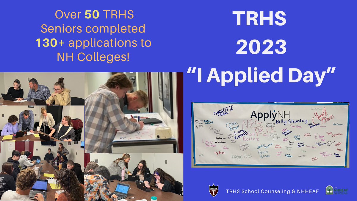 Today over 50 TRHS Seniors saved on NH College application fees during our "I am College Bound / I Applied" day!