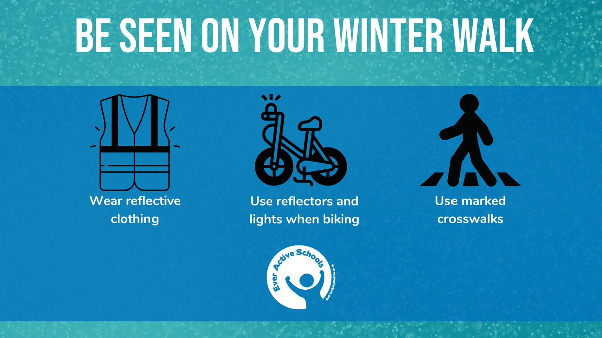❄️❄️With icy roads and darker mornings, it's important to BE SEEN on your walk to school.  

🦺Make sure you're wearing visible clothing and only crossing at marked crosswalks! 

Stay safe out there!😊