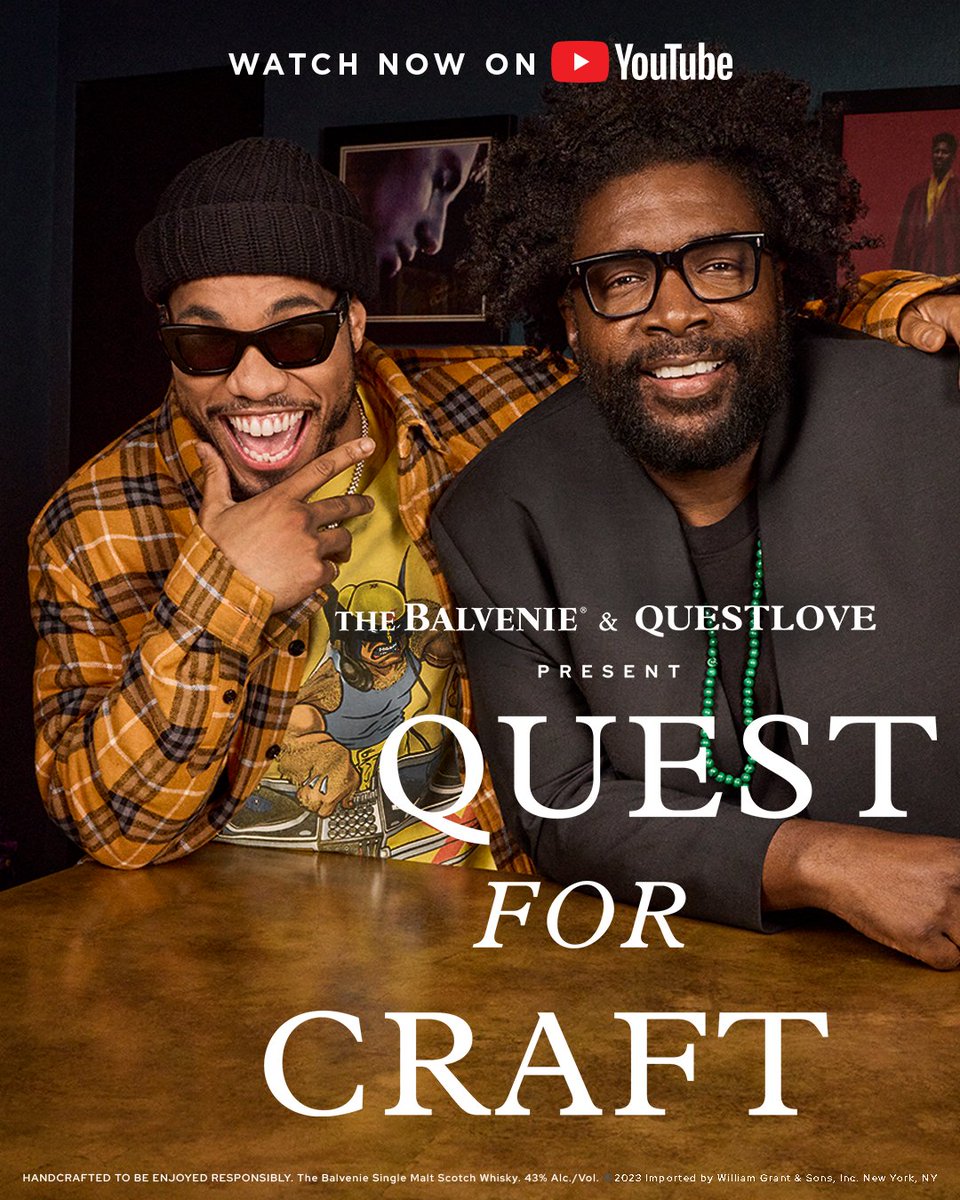 BalvenieUS's tweet photo. In Chapter 9 of Quest For Craft Season 3, @questlove sits down with 8-time GRAMMY award-winning artist, songwriter, and producer Anderson .Paak. Over a dram of The Balvenie, they discuss the dynamic between craft and joy. https://t.co/wIcSSeVrI4
