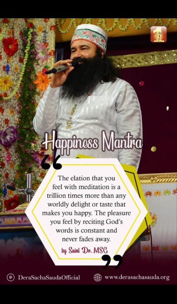 People try to find happiness at different places,but will not spend time in thinking upon the actions they do daily. Saint Gurmeet Ram Rahim Ji says #SecretOfHappiness is daily practice of method of meditation which fills mind with positive energy&take right decisions