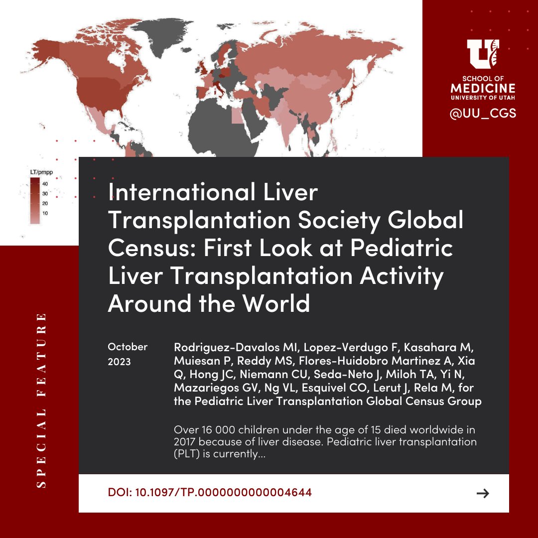 🔍 Over 16K children under 15 died worldwide in 2017 b/c of liver disease. Pediatric liver transplantation (PLT) is currently the standard of care for these pts. The aim of this study is to describe global PLT activity & identify variations between regions. #GlobalSurgeryResearch