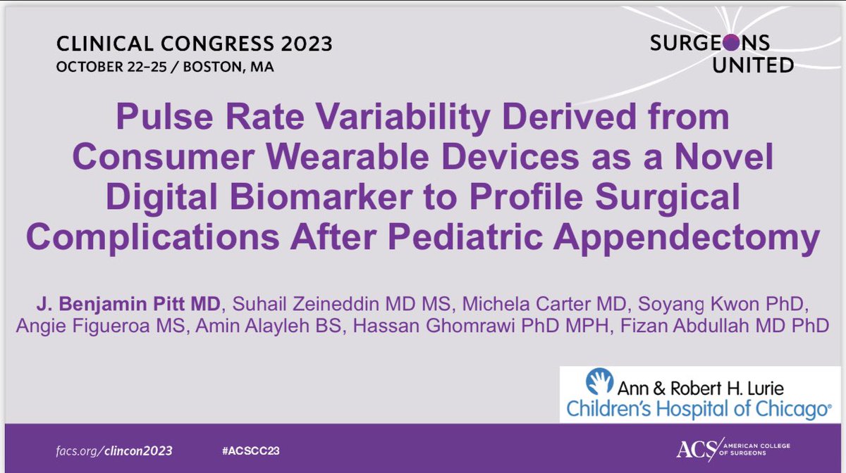 Benjamin Pitt, MD, MPH (@benjaminpittmd) on Twitter photo Thanks to <a href="/AmCollSurgeons/">American College of Surgeons</a> for allowing us to present our work on postoperative monitoring of pediatric patients using consumer wearable device data! #ACSCC23 Thanks to <a href="/AmCollSurgeons/">American College of Surgeons</a> for allowing us to present our work on postoperative monitoring of pediatric patients using consumer wearable device data! #ACSCC23