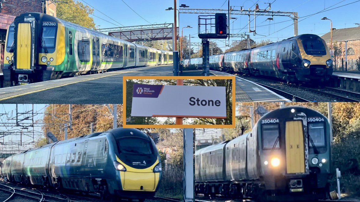 PlatformEdge1's tweet image. Stone ✅
All stations WMR run ✅

Couple of trains here including 390121 👀  

#Class221 #Class350 #Class390