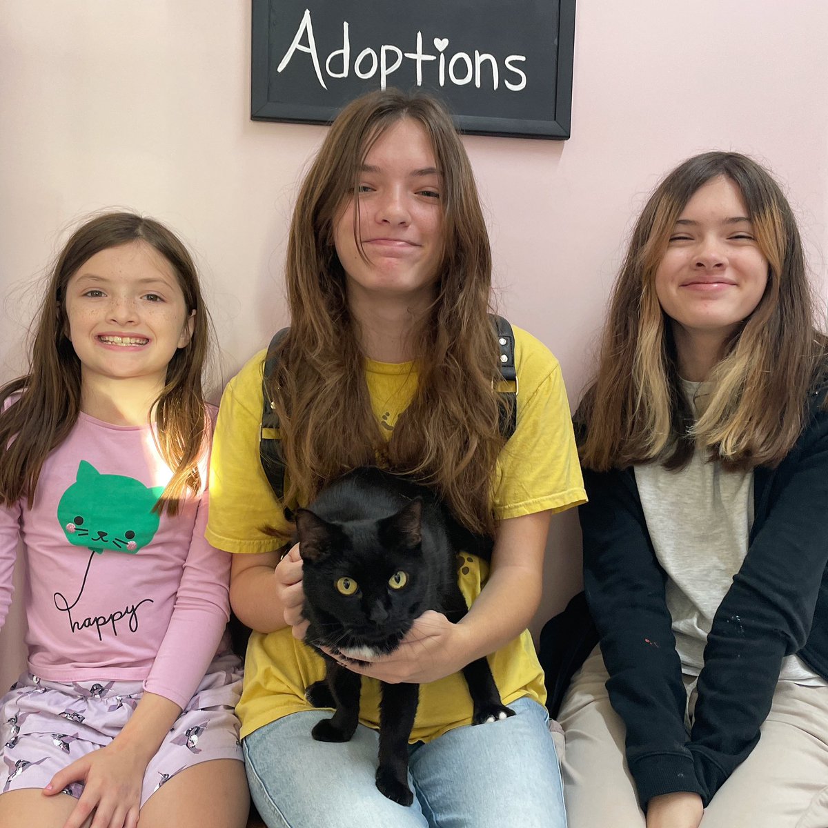 Betty went home!! 🎉 #732. Her new family had visited us many times in the past and were looking to take home a new feline friend today 🖤. The timing was purrfect 😻. Happy Adoption Day, Betty ✨ #TCMCalumni