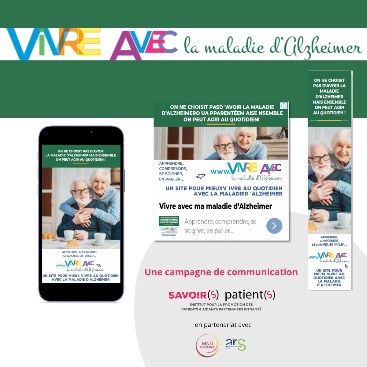 [Vivre avec] la maladie d’Alzheimer
Avec <a href="/PoleMnd/">Pôle MND</a> et <a href="/ARS_OC/">ARS Occitanie</a>, nous mettons en œuvre une campagne de com numérique depuis début octobre
L'objectif : Permettre à un plus grand nombre de personnes concernées  de mieux vivre avec la maladie au quotidien 
vivre-avec-la-maladie-alzheimer.fr