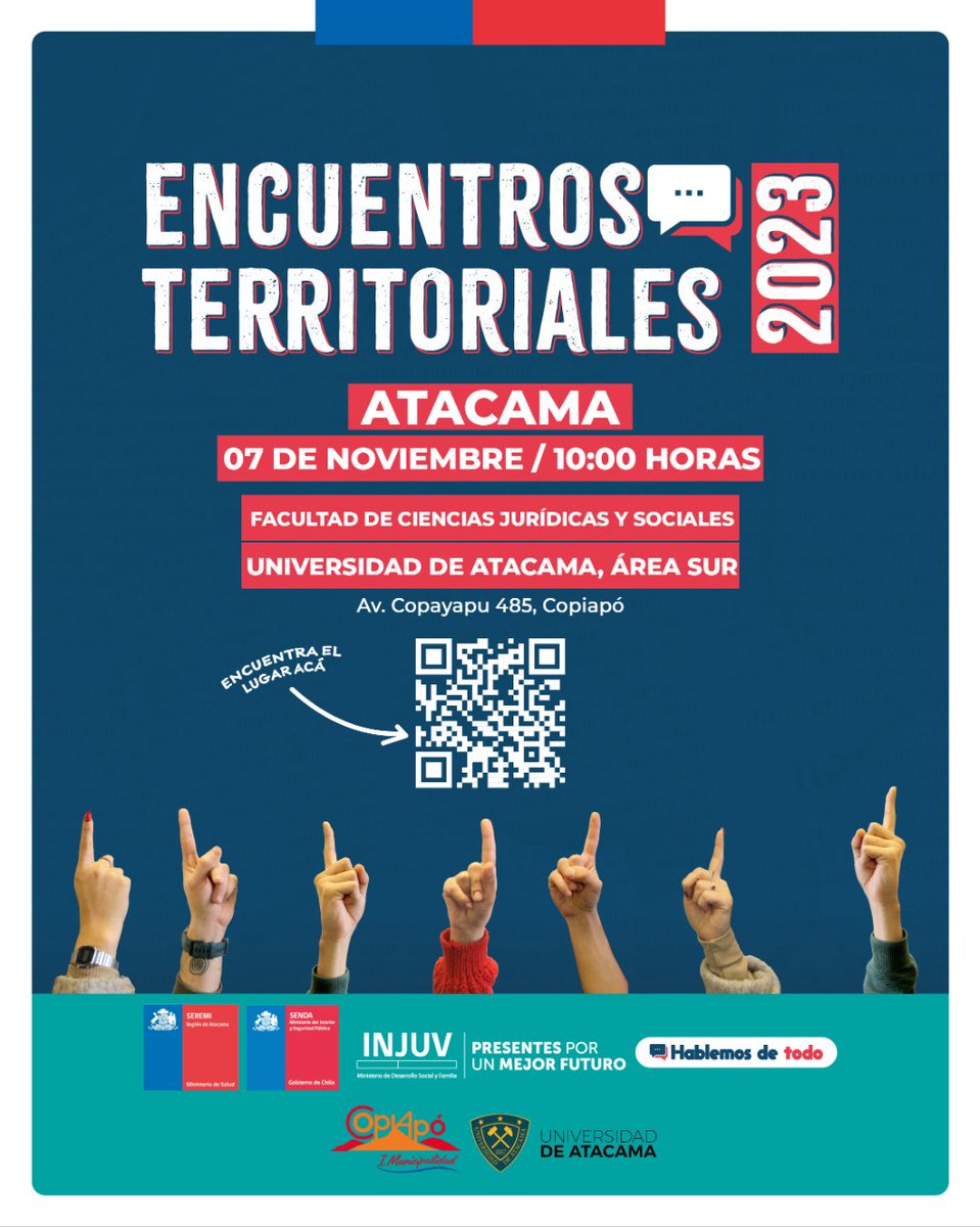 ¡HEY! Si tienes entre 15 y 29 años, ven el martes 7 de noviembre, desde las 10:00 al sector sur de la UDA (Av. Copayapu 485), donde estaremos con el programa #hablemosdetodo

¡Habrá artistas locales, actividades y más! 😄

Ven con ropa cómoda 😉 es al aire libre

¡No faltes!