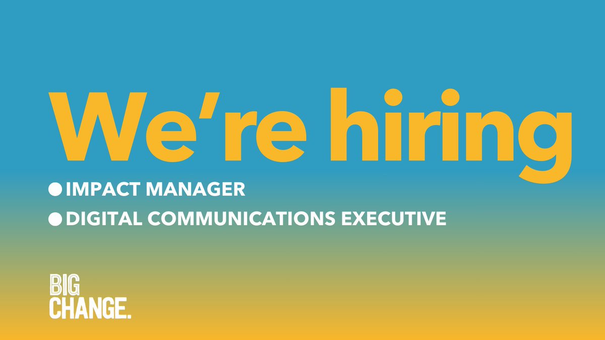 ⭐️Come join our team⭐️We have 2 great new roles. A Digital Communications Executive to supercharge our communications and an Impact Manager to manage our grant funding and support our community of changemakers. 
👇
bit.ly/3tNx1Hm

#charityjob #thirdsectorjobs