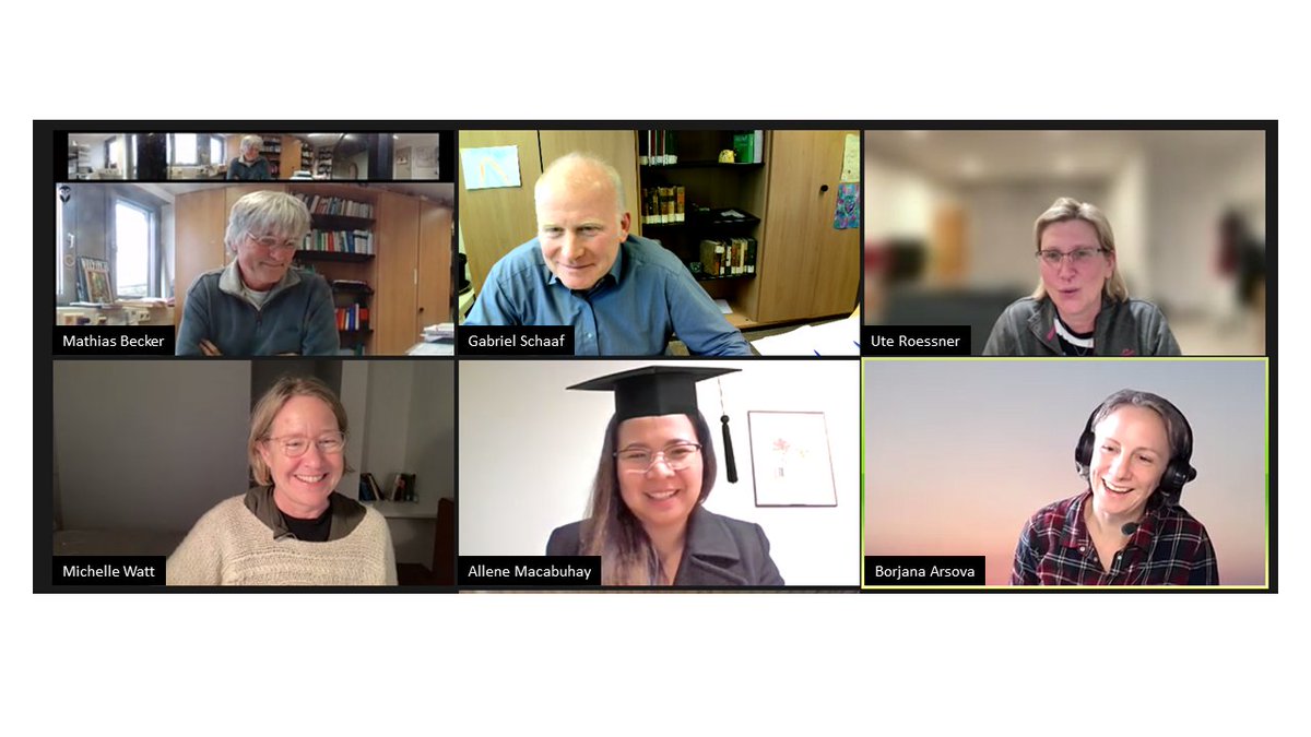 Gabriel Schaaf (@gabrielschaaf) on Twitter photo Congratulations Allene and congratulations to the supervisors <a href="/UteRoessner/">Ute Roessner</a> <a href="/MelbourneRoots/">Michelle Watt, Scientist</a> <a href="/Borjana_A/">Borjana Arsova</a> and special thanks to Mathias Becker serving as the perfect chair. Unfortunately, all virtual, including the hat - hopefully soon in presence again! Congratulations Allene and congratulations to the supervisors <a href="/UteRoessner/">Ute Roessner</a> <a href="/MelbourneRoots/">Michelle Watt, Scientist</a> <a href="/Borjana_A/">Borjana Arsova</a> and special thanks to Mathias Becker serving as the perfect chair. Unfortunately, all virtual, including the hat - hopefully soon in presence again!