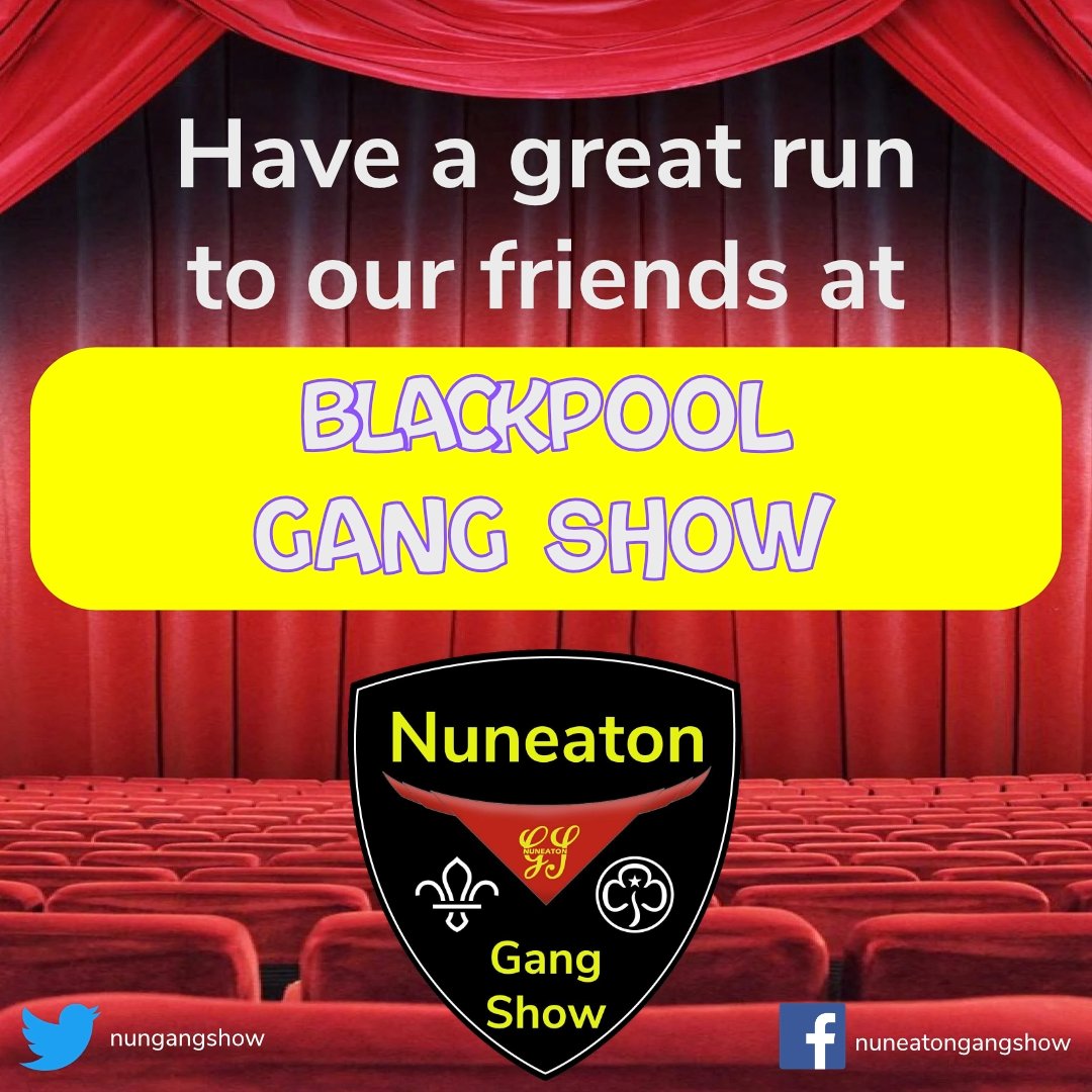 nungangshow's tweet photo. It's our first trip to the seaside this season as we wish our Friends at Blackpool Gang Show @blackpool_grand all the best with their show, break a leg and enjoy the run! #gangshow #nuneatongangshow #iscoutonstage https://t.co/2JqbogUk1K