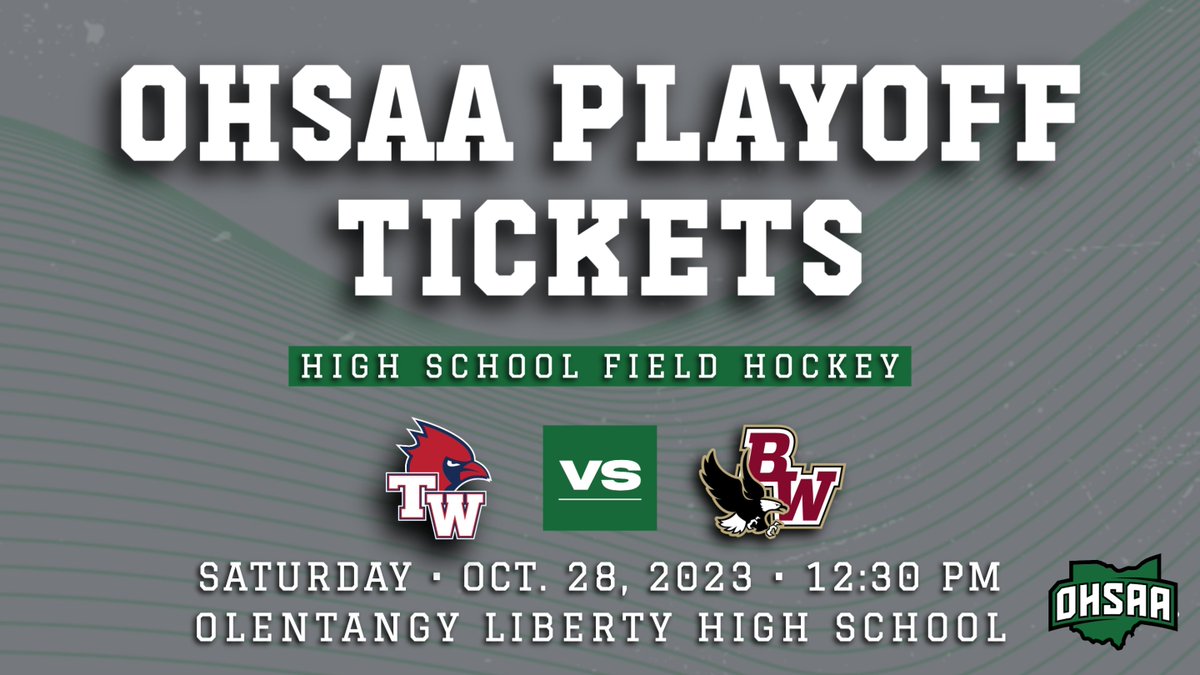 TWHSAthletics's tweet photo. OHSAA Field Hockey Regional Finals between Bishop Watterson &amp; Thomas Worthington - Saturday, 10/28 at 12:30 PM at Olentangy Liberty HS. Tickets will be $15/ea at the gate, discounted tickets at https://t.co/gmoC9oEFi2 ($12/adult and $9/student plus fees). #GoCards! https://t.co/4rqoXvio51