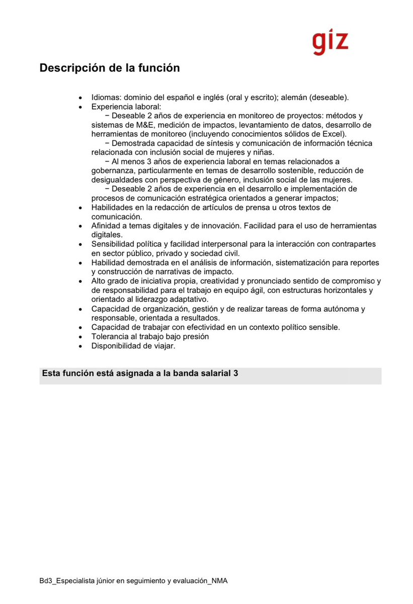 alecervantes1's tweet photo. 🚨Te estamos buscando. 
🌟Súmate a la GIZ México

C/aplicación debe incluir:
- CV en PDF (Máx 2 hojas).
- Carta de presentación en PDF (Máx 1 hoja) describiendo el interés por el puesto y sus aptitudes.
- Vigencia del contrato: 15.12.2023 (inicio tentativo) – 31.01.2026 https://t.co/NlpnhCMrOr
