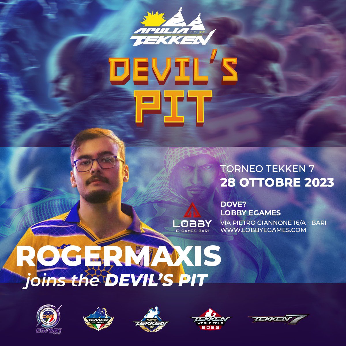 ApuliaTekk27704's tweet photo. APULIA TEKKEN DEVIL’S PIT ANNOUNCEMENT: 

ROGERMAXIS joins DEVIL’S PIT!

Info and registration here:
https://t.co/oyUb1empXX https://t.co/xP4glx3zDM