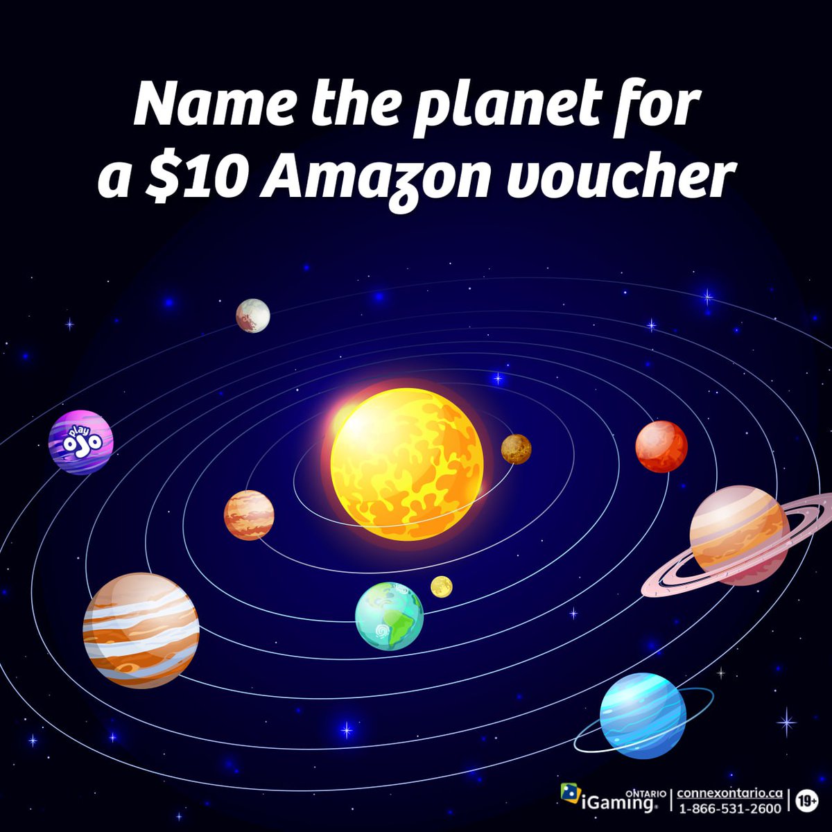PlayOJOCanada's tweet photo. PlayOJO is out of this world - literally! ๐ช
Comment which planet has had an OJO makeover for the chance to be one of six players to get a $10 Amazon voucher.
Six randomly selected winners will be announced on November 1st.
#planettrivia #giveaway #amazongiveaway #giveawaycanada https://t.co/oeAtZexIqL
