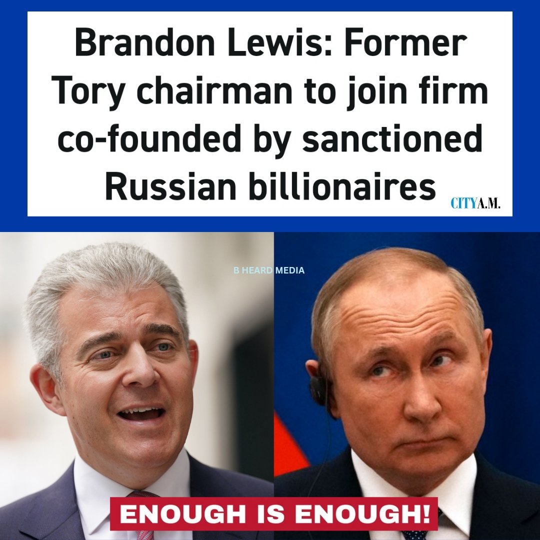 Tory MP & former party chairman Brandon Lewis is set to join investment firm LetterOne, which is still part-owned by two Russian oligarchs under sanctions.

Both men have been sanctioned by Western nations following Putin's invasion of Ukraine!

#ToryRussianMoney
#ToriesOut475