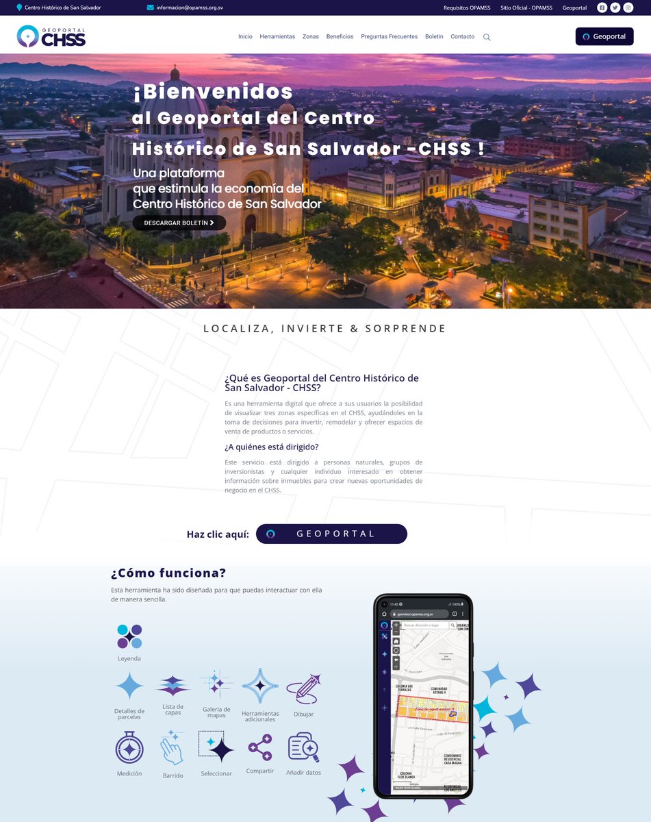 2️⃣ Creación de la plataforma del  GEOPORTAL del CHSS, instrumento para una mejor toma de decisiones en el momento de invertir, remodelar y ofrecer espacios de venta de productos o servicios en nuestro Centro Centro Histórico.