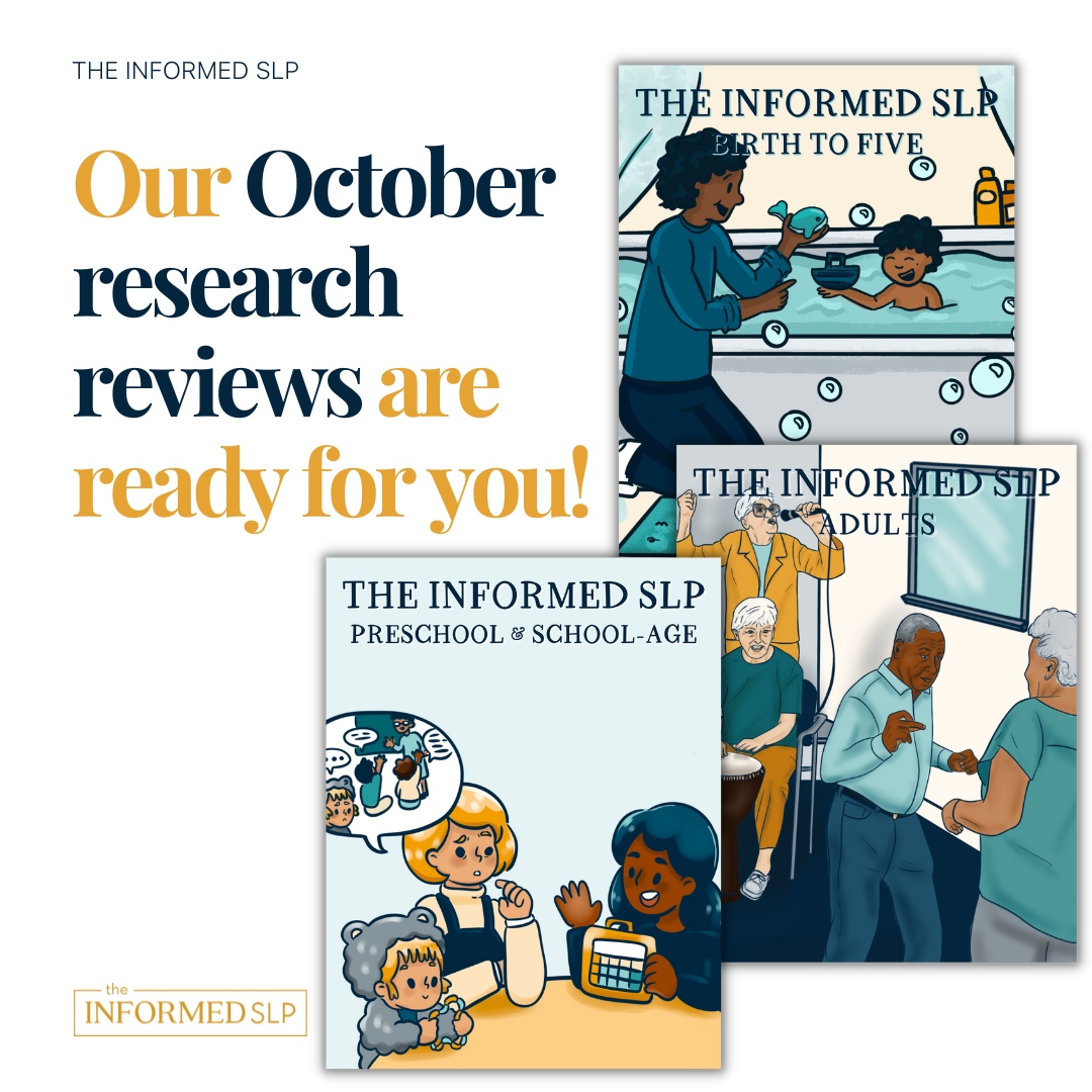 TheInformedSLP's tweet photo. It's that time again! Head to https://t.co/3Y67BI0ed5 to find:
- tips for discussing AAC with caregivers
- three ingredients for teaching first words
- massage techniques for dry mouth
- how to use music for patients with dementia
#cogcomm #medSLP #EISLP #SchoolSLP #SLPeeps #SLT https://t.co/EtMWlpbGY4