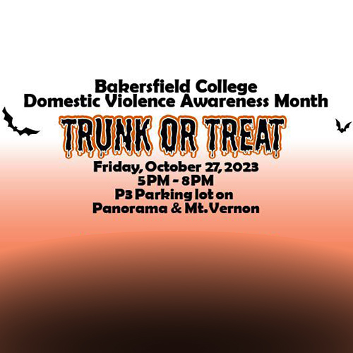 Please join us for the DVAM Trunk or Treat. There will be costume contests for youth, teens and adults! Free candy for trunk-or-treaters, and much more!
Friday, October 27, 2023. 5:00 PM - 8:00 PM at BC's Main Campus, P3 Parking Lot on Panorama &amp; Mt. Vernon.