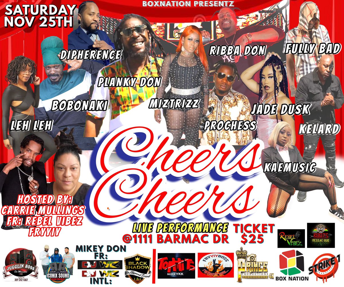 prohcess's tweet image. Cheers Cheers mek wi fuck up in yah November 25th 1111 barmac drive 🎶🙏🏾✅️