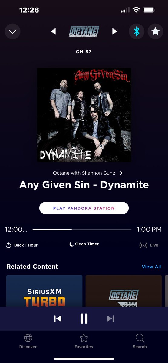 Good afternoon @shannongunz @SXMOctane. Thank you for making my mundane Wednesday much better by playing #Dynamite by my favorite guys in @anygivensinband. I really needed a boost to get going and this did the trick. #AnyGivenSin #BestBandEver #ShannonRocks #OctaneRocks