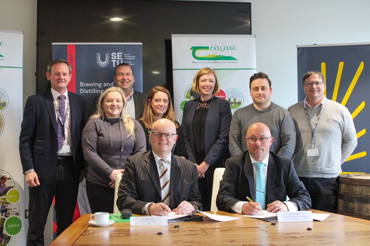 teagasc's tweet photo. Teagasc and South East Technological University (SETU), signed off on an exciting new strategic collaboration this week to create a national brewing and distilling innovation hub in the region.
Find out more https://t.co/L3ORf2HB3e @SETUIreland @TeagascCrops https://t.co/PAaonirDhT