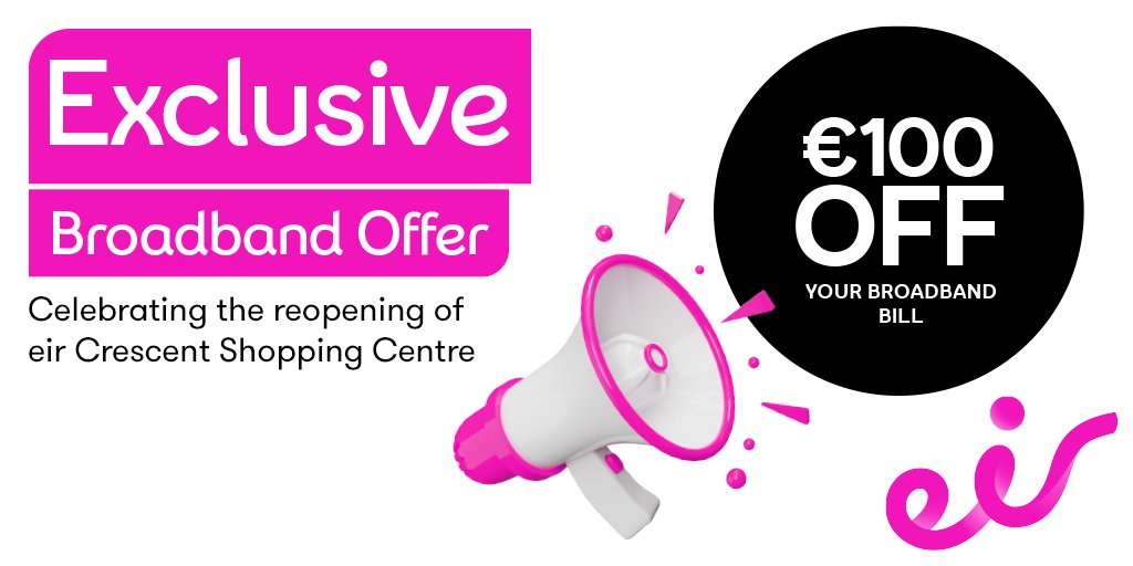 The New Eir store is now open here at Crescent Shopping Centre. Drop in today to avail of their amazing exclusive offers! #ConnectingIreland #Eir