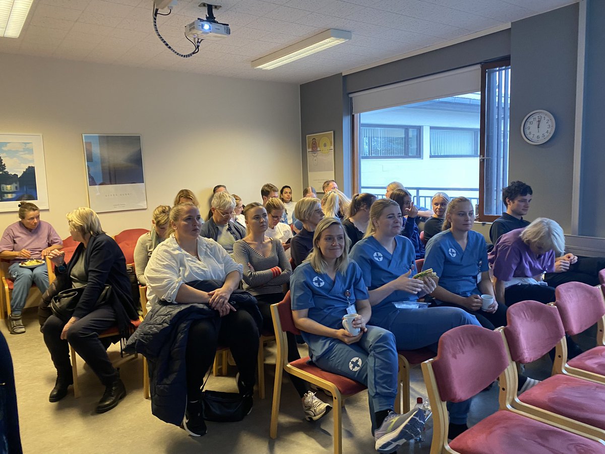 Sandy_REACHLab's tweet photo. Presented results from the HIIT Stroke trial to the #stroke #rehab team in Reykjavik Iceland. Toured their hospital. Got to see the #northernlights. Brought #KansasCity and #KUJayhawk memorabilia along w/ @elbowchocolates. https://t.co/8jxYQ48qPi