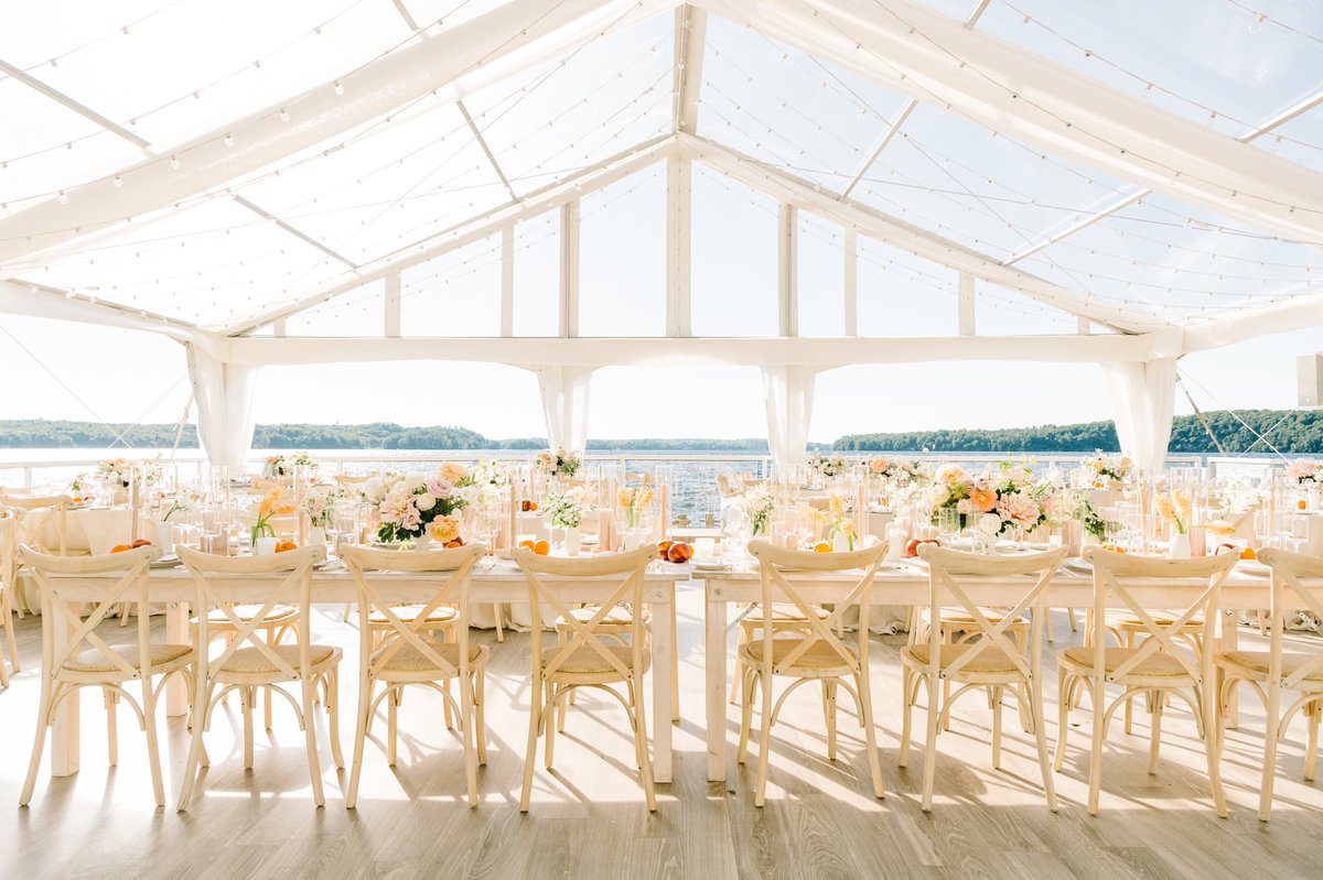 Do you miss summer-tented weddings? Throwing it back to this dreamy lakeside reception in our 40' wide Legacy Structure.

#PremierTents #weddingtent #eventtent #tentrental #temporarytenting #temporaryflooring #weddinginspo #weddinginspiration #bridetobe #2024bride #tentwedding