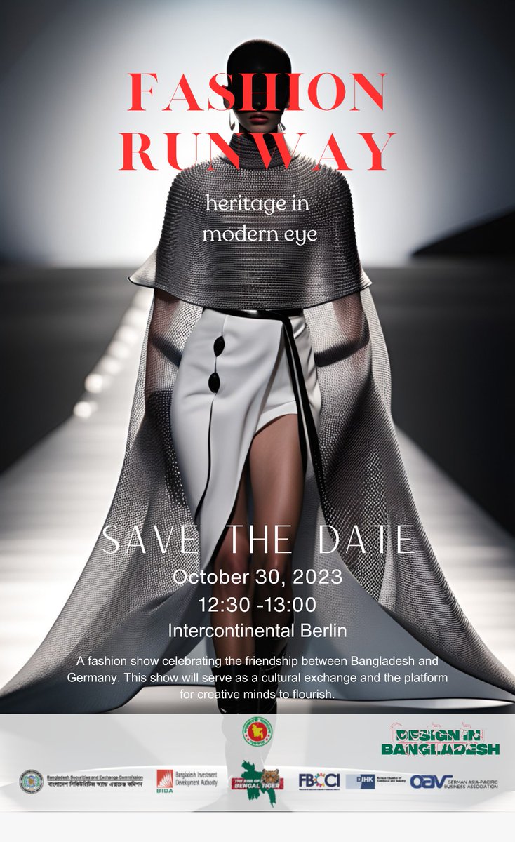 designinglobal's tweet photo. Join us for 'The Rise of Bengal Tiger: Bangladesh-Germany Trade and Investment Summit 2023' on Monday, 30 October 2023 in Berlin, Germany. An extraordinary journey of cultural exchange and innovation awaits!" 🇧🇩🇩🇪 
#BengalTigerSummit2023
#DesignInGlobal
#DesignInBangladesh https://t.co/U8V8ynhTHR