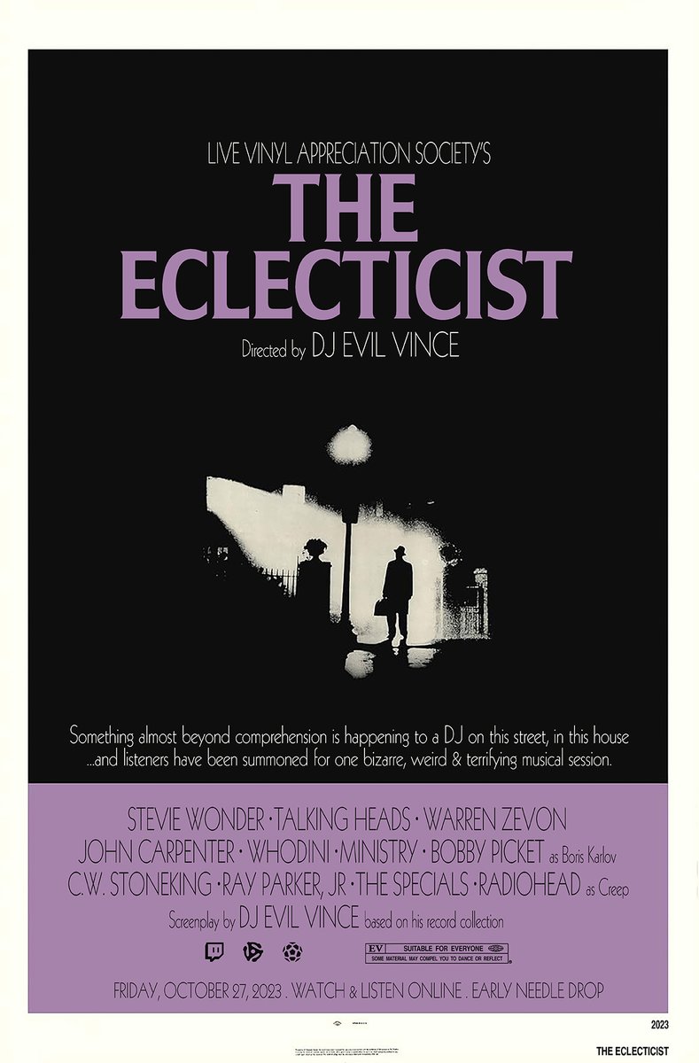 evilvincephoto's tweet photo. *Live Vinyl Appreciation Society's : The Eclecticist
Directed by DJ Evil Vince
.
Friday, October 27, 2023
Watch & Listen Online
Early Needle Drop
.
#TheExorcist #Horror #DJFlyer #MoviePoster
.
https://t.co/7xBqI0TRWs https://t.co/oyKCra6CKS