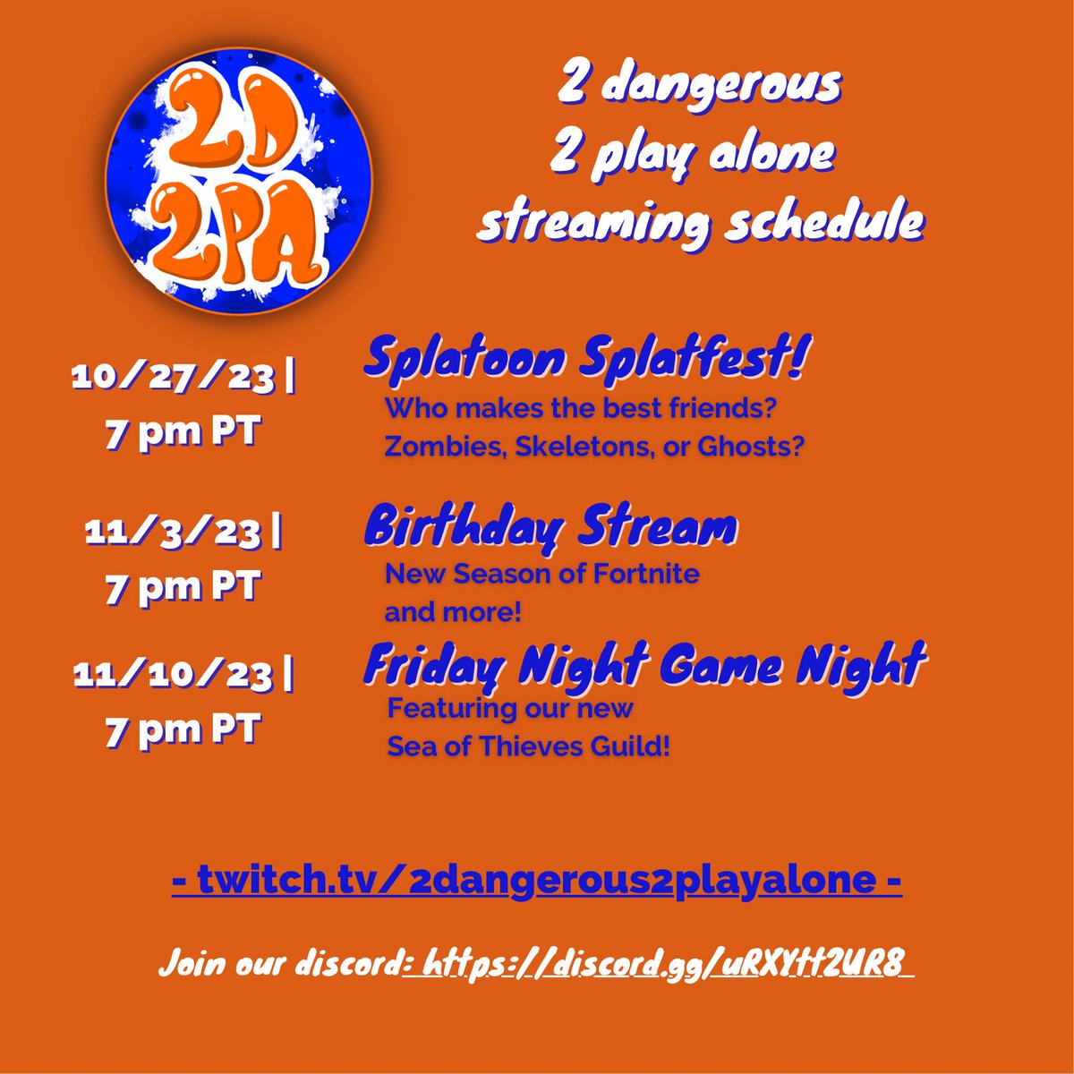 2D2PA's tweet photo. Our upcoming #streamingschedule #smallstreamer #girlgamer #NintendoSwitch #Xbox https://t.co/4YRw87vzoq