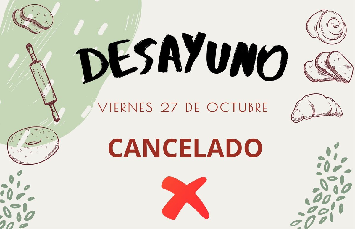 CCPM5's tweet photo. ¡¡AVISO!!

Desayuno Dia Viernes 27 de Octubre ha sido ❌CANCELADO❌

Por motivo de Cena Baile. https://t.co/vHQPOyPefy