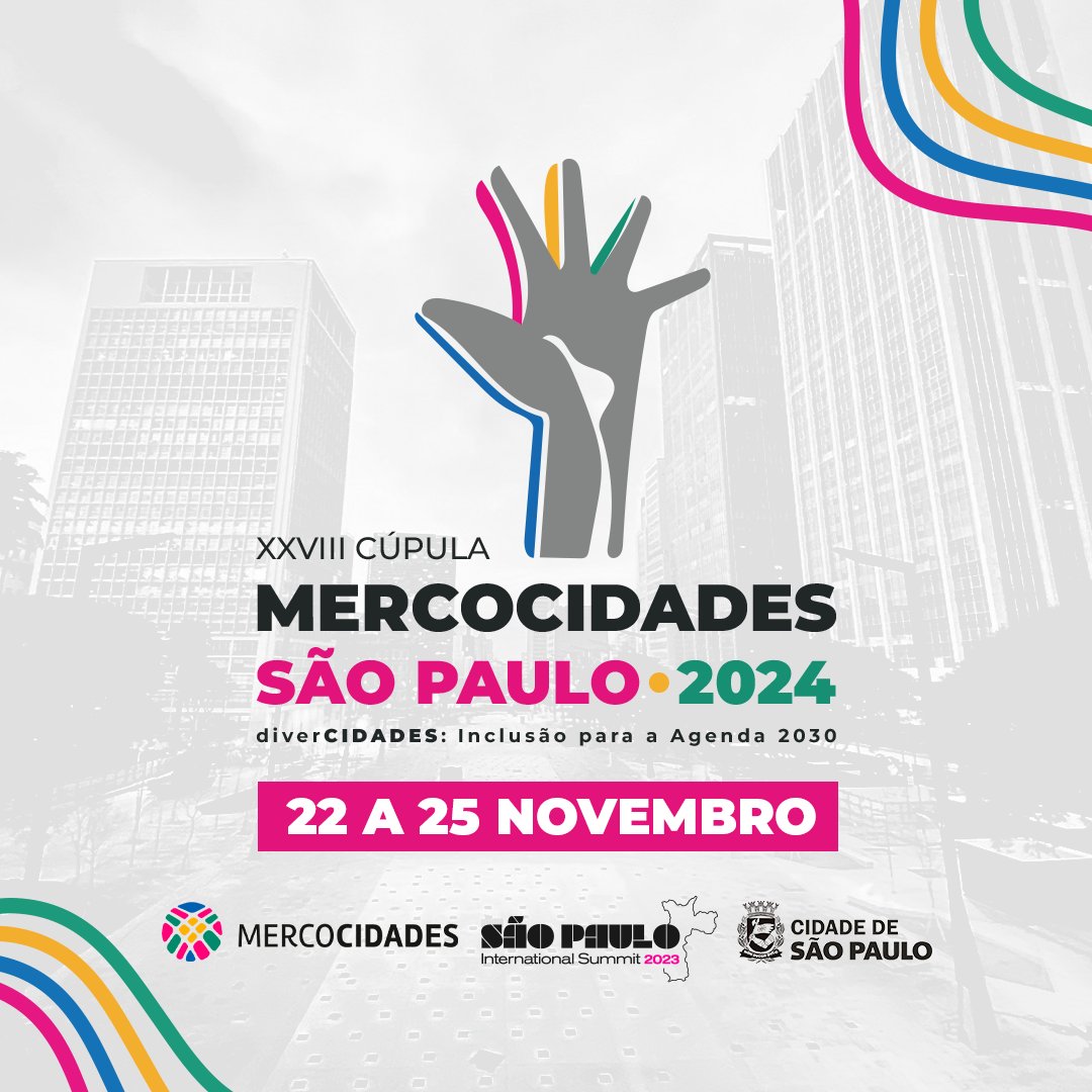 São Paulo celebra a integração na XXVIII Cúpula de Mercocidades 

De 22 a 25 de novembro refletiremos sobre cidades plurais e inclusivas, globais e sustentáveis e inovadoras e eficientes.

INSCRIÇÕES ABERTAS!

👉mercociudades.org/pt-br/inscripc…