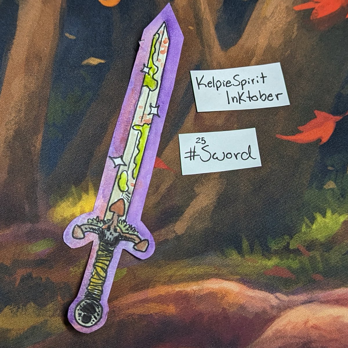 KelpieSpirit's tweet photo. Today's inspiration is #sword
Those who tag me will get shared on my story!

#kelpiespiritinktober #inktober #inktober2023 #illustration #inktoberday #artist #artwork #halloween #inktoberchallenge #traditionalart #painting #illustrator #inktoberprompts #mushrooms https://t.co/spdJA1uS6X