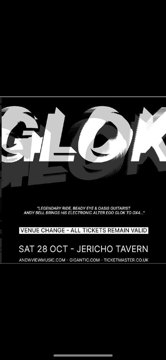 Change of venue for this Saturday’s GLOK support! Now at the Jericho Tavern, see you there :)