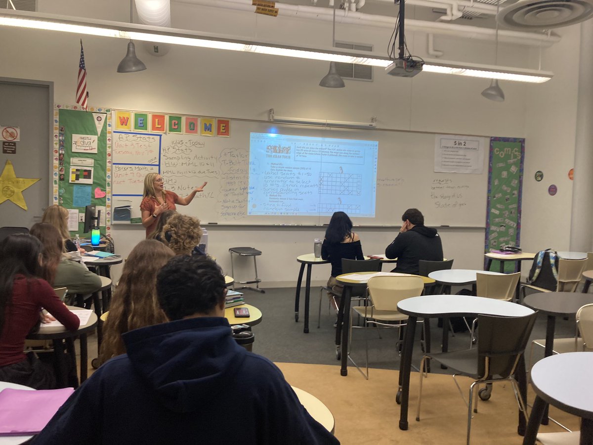 Mrs_DeBold's tweet photo. Enjoyed visiting Mrs. Evan’s AP Stats lesson about Taylor Swift!! So much fun!  @AndrewHS_d230 @taylorswift13 https://t.co/AmNsfIBuID