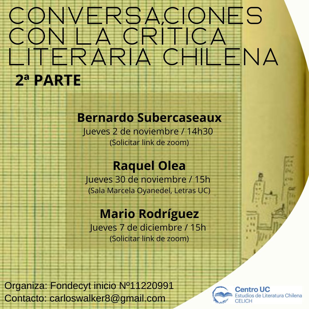 SebastinAstorg8's tweet photo. A propósito de la crítica literatia, excelentes estas conversaciones que está armando Carlos Walker.

Link para entrar al Zoom
https://t.co/q1L3cidyJO

ID de reunión: 852 9288 7848
Código de acceso: chilena https://t.co/6l1u8noZDw
