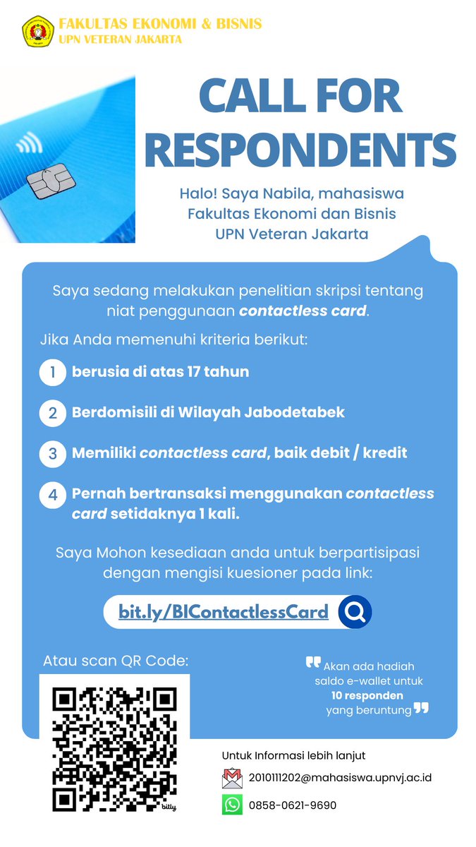 Hii kalo lewat di tl kalian, tolong bantu isi kuesionerku yuk, jawaban kalian sangat ngebantu penelitianku utk cepet lulus😭💗

bit.ly/BIContactlessC…