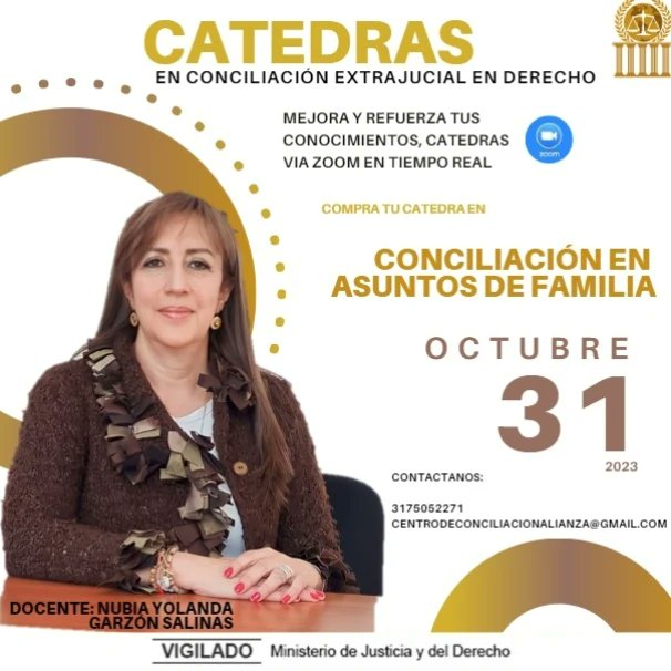 centro_lideres's tweet photo. Refuerza tus conocimientos con nuestra oferta de #CATEDRAS en #CONCILIACIÓN EXTRAJUDICIAL EN #DERECHO 

Adquiere la cátedra de tu interés
Vía ZOOM en tiempo real 

Del 17 de octubre al 24 de noviembre -2023

Contactanos:
3175052271
Centrodeconciliacionalianza@gmail.com https://t.co/FmwCB9dWb7