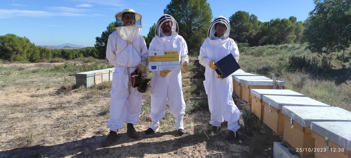 Agrinnova1's tweet photo. 🐝Hoy hemos visitado las colmenas del GO INNOdeAPI, con motivo de la visita de cierre del proyecto "Innovación y desarrollo apícola en la Región de Murcia". @RM_Agua @EIPAGRI_SP @redPAC_ https://t.co/pXbVdDaFcm