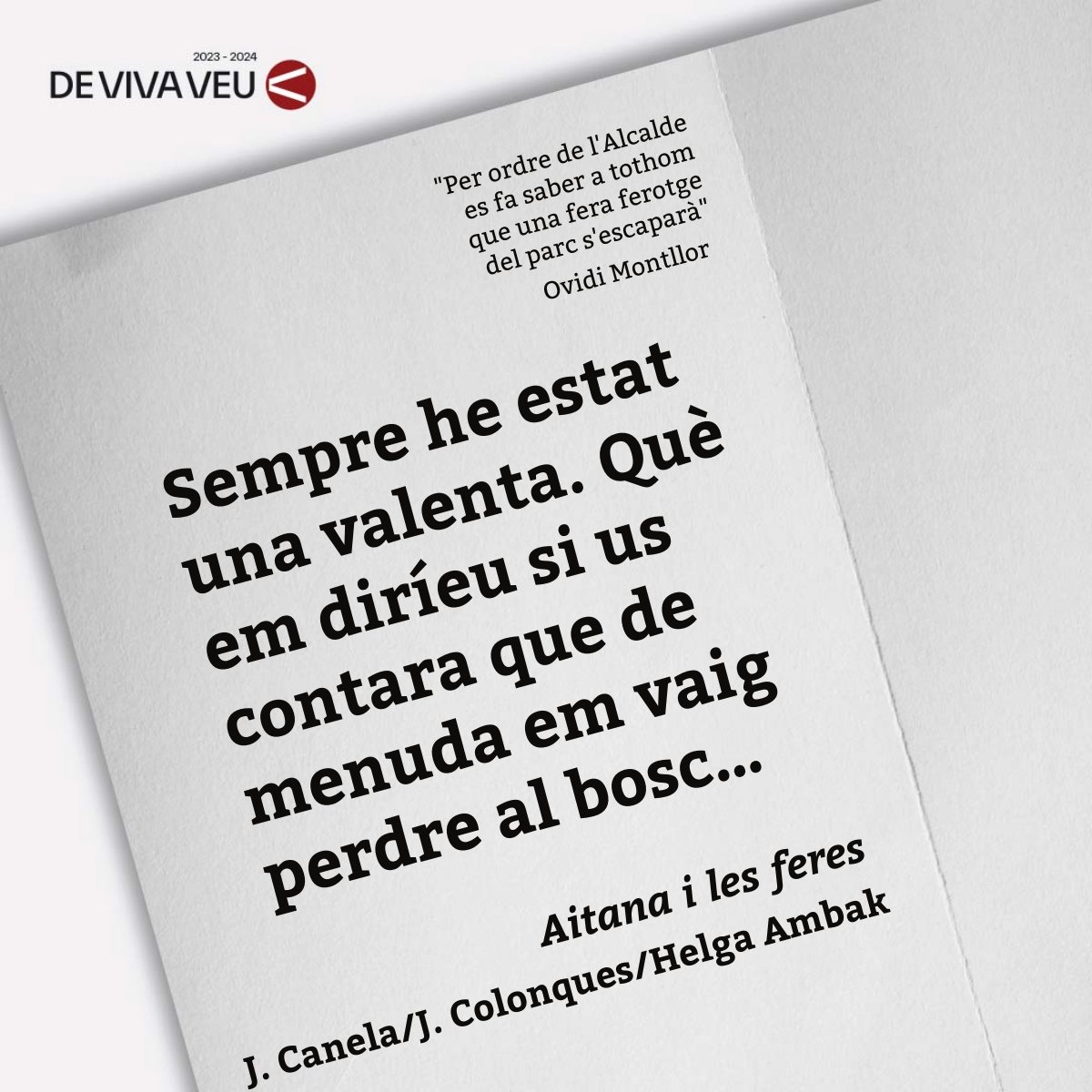 dvivaveu's tweet photo. Llibres recomanats del Certamen Escolar de Lectura en Veu Alta.
🔴𝟗𝐚 𝐞𝐝𝐢𝐜𝐢𝐨́ #devivaveu
🍀INSCRIPCIÓ: https://t.co/gMkfrGFX7G
+ INFO: https://t.co/IOvoVngq9i
@FeetsProjectes
@FundacioFull
@caixapopular
@SembraLlibres
@HelgaAmbak
@JordiColonques https://t.co/JwbDs8vdq0