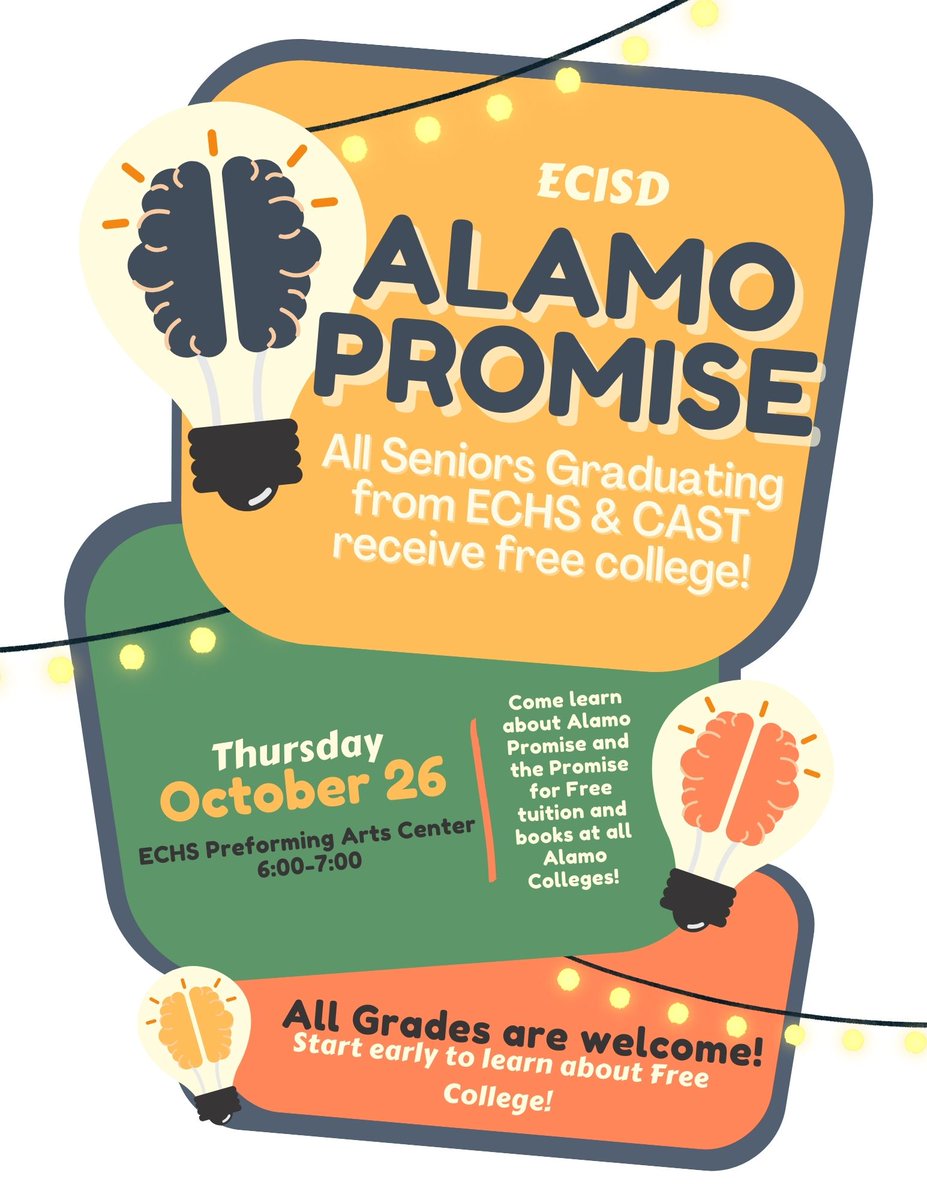 ECHS (@echshornets) on Twitter photo ECHS is so excited to continue our #AlamoPromise partnership with <a href="/AlamoColleges1/">Alamo Colleges District</a>
Make sure you come out Thursday 10/26 for more info! ECHS is so excited to continue our #AlamoPromise partnership with <a href="/AlamoColleges1/">Alamo Colleges District</a>
Make sure you come out Thursday 10/26 for more info!