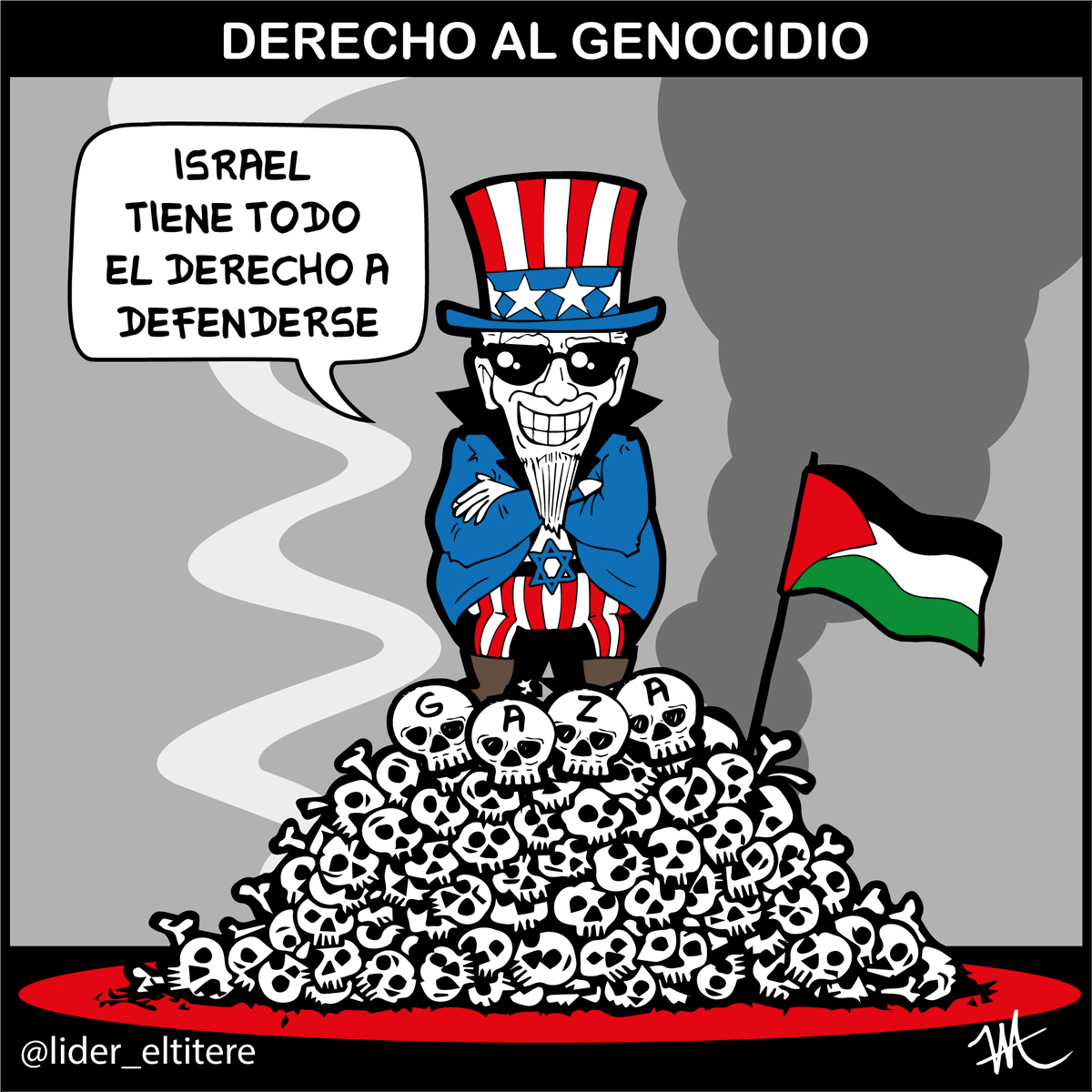 LiderCaricatura's tweet photo. Mi caricatura de hoy: un genocidio avalado por la "comunidad internacional" #ProtestarEs estar en contra del genocidio en Gaza #FelizMiercoles #CaricaturaDelDia #humorNegro https://t.co/oKaC4T6LKO
