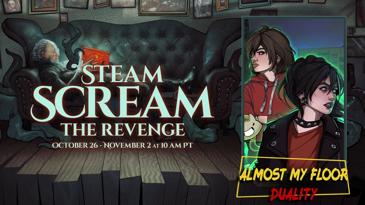 AlmostMyFloor's tweet photo. Steam Scream: The Revenge is starts in 24 hours!
Don't forget wishlist Almost My Floor: Duality 👇
https://t.co/bbCFuKIW2J
#Steam #SteamScream #indiegames #horrorgames https://t.co/lh7ieelQGZ