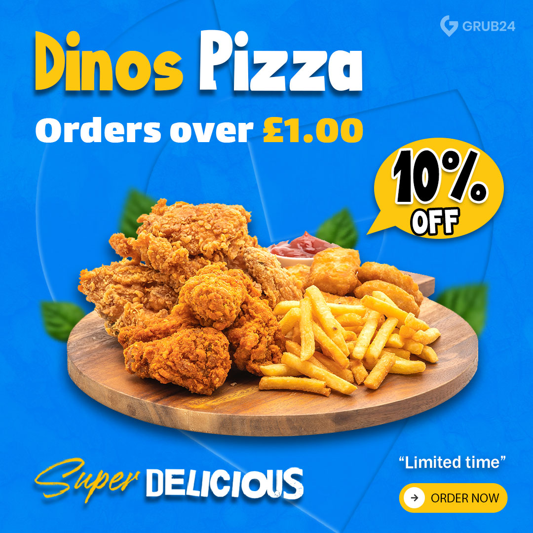 grub24uk's tweet photo. New offer 'Dinos Pizza' 🔥🔥
Get 10% off "limited time" orders over £1.00.
#burger #pizza #OrderOnline #grub24 #delicious #deliciousfood #delivery #fooddelivery #chicken https://t.co/Jzv97xEuQW