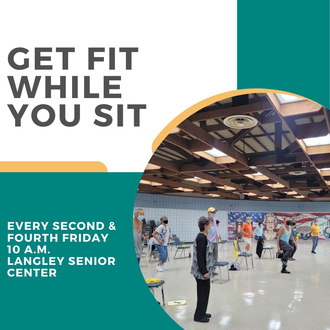 Join Library staff every second and fourth Friday at 10 a.m. for Beginning Level Get Fit While You Sit at Langley Senior Center. For more information,  visit montereypark.ca.gov/1326/Get-Fit-W… or call Adult Services at (626) 307-1368 or call Adult Services at (626) 307-1368.